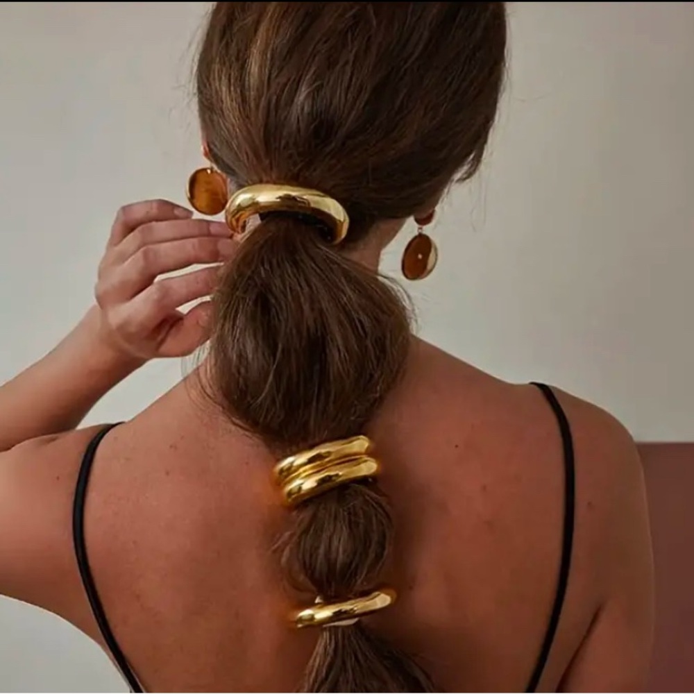 3 piece gold hair accessories with elastic band